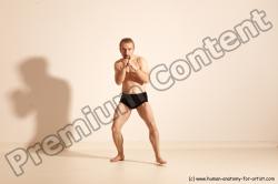 Underwear Martial art Man White Moving poses Slim Short Blond Dynamic poses Academic